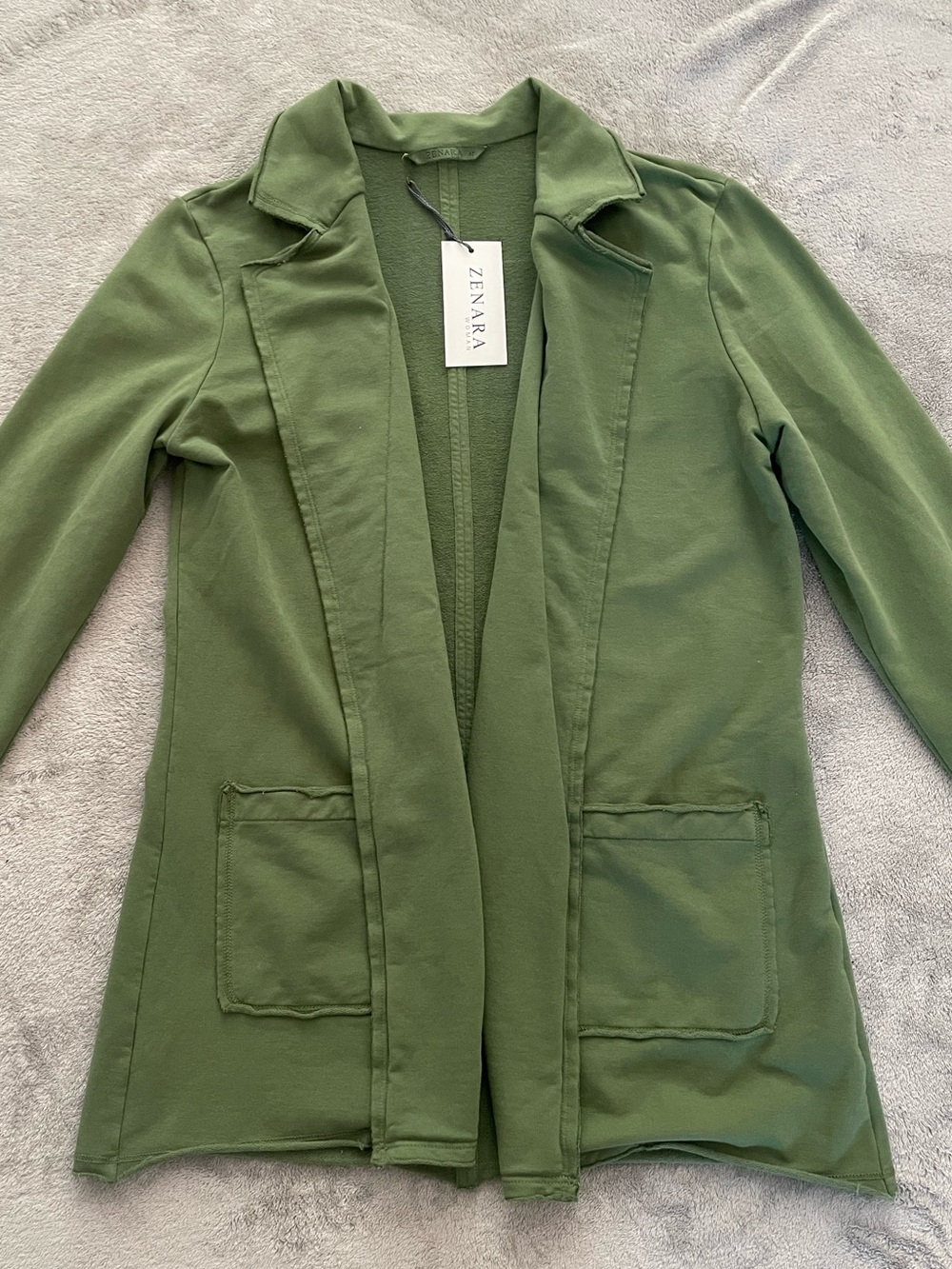 Zenara Women Sweater Blazer Size M Bosco Green Quiet Luxury Office Career NWT